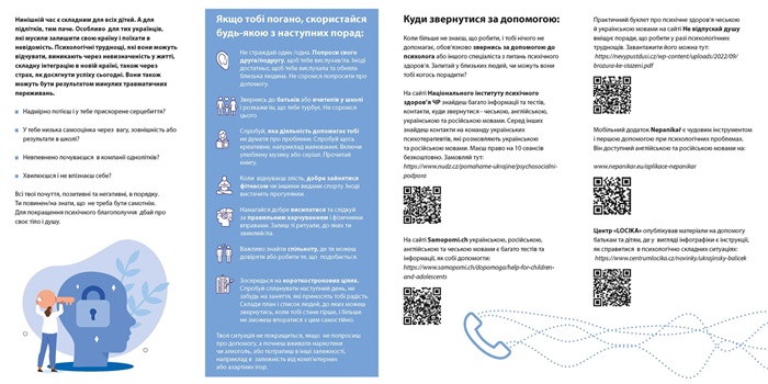 Informační materiály určené rodičům ukrajinských dětí či starším žákům