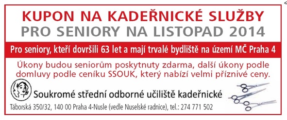 Kupon na kadeřnické služby pro seniory na listopad 2014