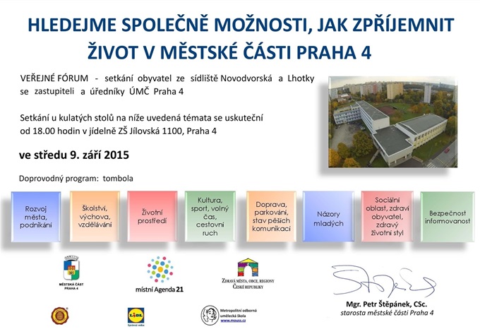 PLAKÁT - Veřejné fórum 9. 9. 2015 - ZŠ Jílovská