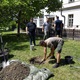 Herec Milan Kňažko, místostarosta pro majetek a kulturu Michal Hroza (TOP 09) a principál divadla Na Jezerce Jan Hrušínský vysadili v pondělí 13. června 2022 v parku Jezerka fíkovník.