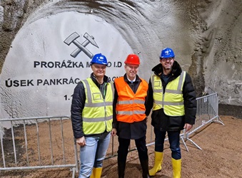Stavba prvního úseku metra D - snímek je z pátku 1. prosince 2023.