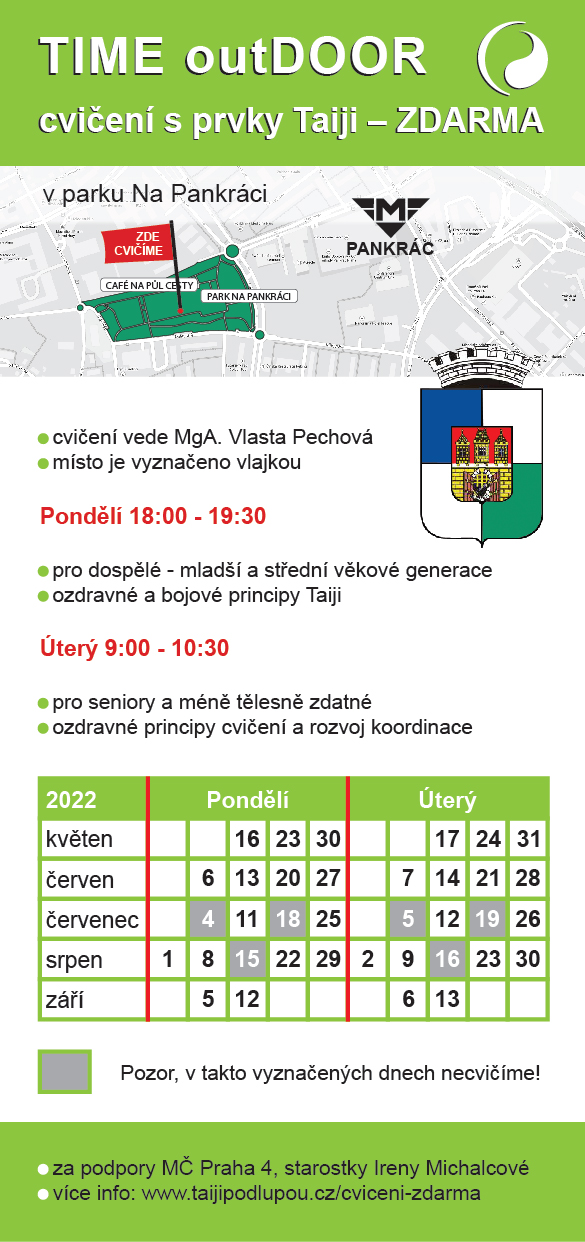 Bezplatné lekce cvičení s prvky Tai chi v Pankráckém parku