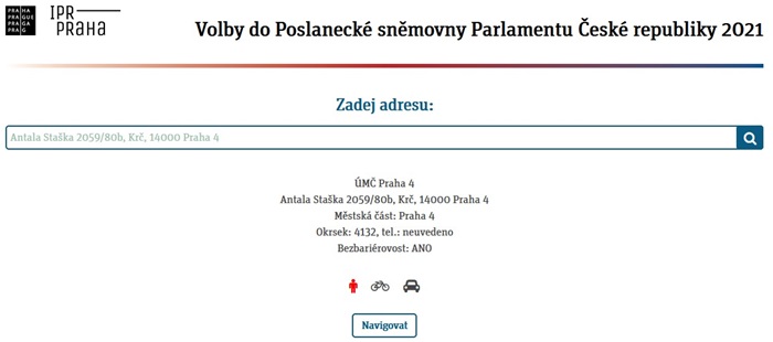 Navigace do volební místnosti Navigace do volební místnosti
