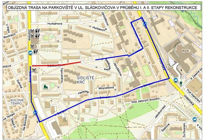 Sládkovičovu ulici v Krči čeká několikaměsíční rekonstrukce