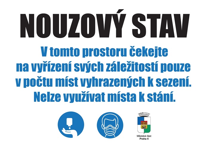 Upozorňujeme veřejnost, že při čekání na vyřízení záležitostí na Odboru správních agend je v souvislosti s opatřeními vlády na překonání nákazy COVID-19, především dodržení rozestupů a zabránění shromažďování většího počtu osob v uzavřených prostorách, nutné čekat pouze v počtu míst vyhrazených k sezení. V současné době tedy nelze využívat místa ke stání.