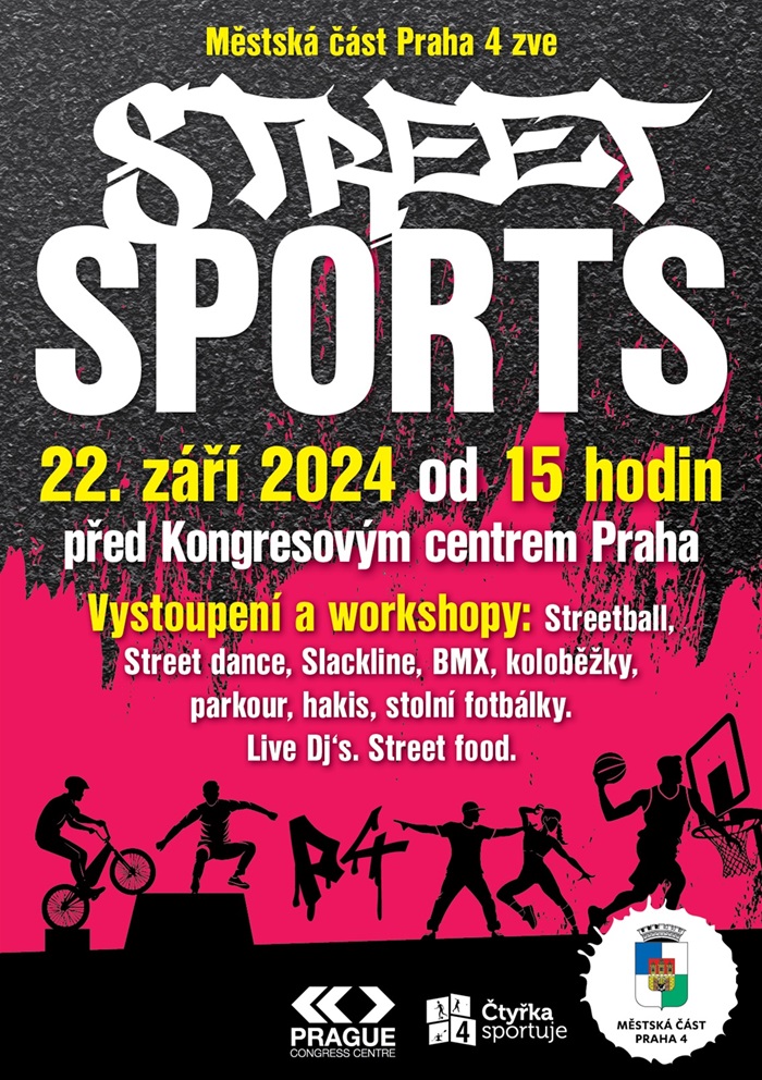 Street sports - 22. září 2024 15:00 - 18:00 prostranství před Kongresovým centrem Praha
