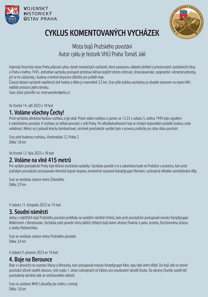 CYKLUS KOMENTOVANÝCH VYCHÁZEK - Místa bojů Pražského povstání - VHÚ