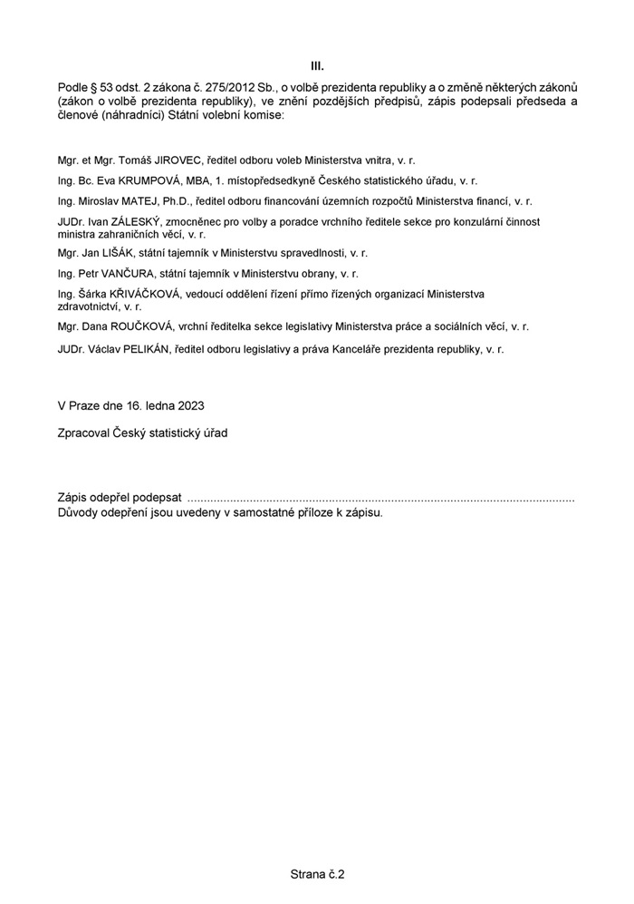 Zápis SVK o 1. kole volby Zápis SVK o 1. kole volby